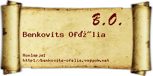 Benkovits Ofélia névjegykártya